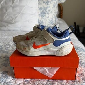 Nike Kids Sneakers - White, Orange, and Blue